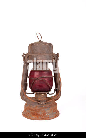 Old rusty lantern isolated on white background Stock Photo