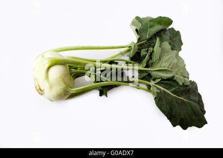 Fresh Kohlrabi isolated on white studio shot Stock Photo