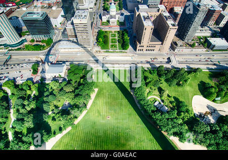 aerial of The Old Court House surrounded by downtown St. Louis Stock Photo