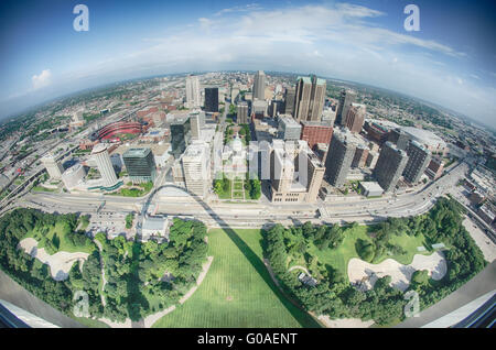 aerial of The Old Court House surrounded by downtown St. Louis Stock Photo