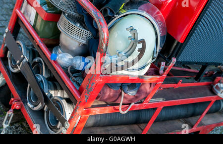 Close-up picture of firefighting equipment on a sm Stock Photo