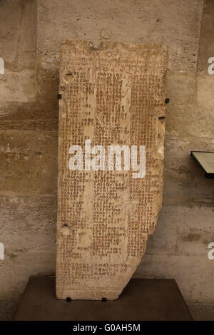 Greek inscription: List of citizen killed on the field of honor (the dead of the Athenian tribe of Erechteides). Athens. Louvre. Stock Photo