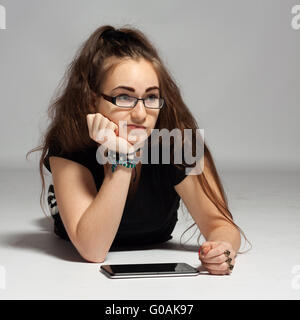 Teenage girl with tablet Stock Photo