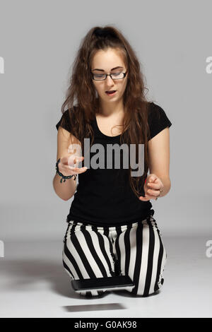 Teenage girl with tablet Stock Photo