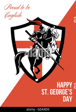 Proud to Be English Happy St George Day Retro Poster Stock Photo