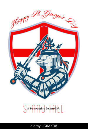 Proud to Be English Happy St George Day Shield Card Stock Photo