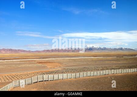 Along the plateau of the Tibet railway in Tibet Stock Photo