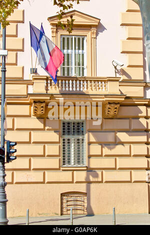 Embassy building with security cameras and windows Stock Photo