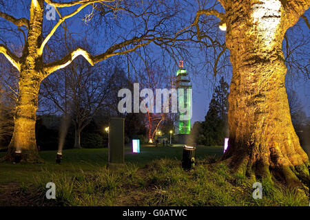Parking lamps, illuminated Grugapark,Essen,Germany Stock Photo