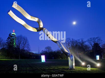 Parking lamps, illuminated Grugapark,Essen,Germany Stock Photo