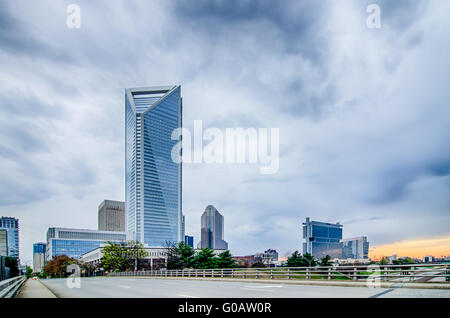 early morning sunrise over charlotte city skyline downtown Stock Photo