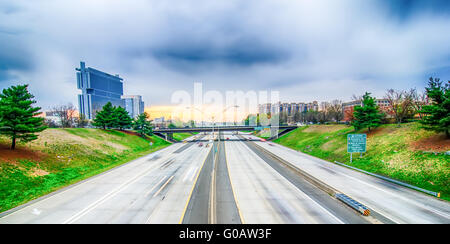 early morning sunrise over charlotte city skyline downtown Stock Photo