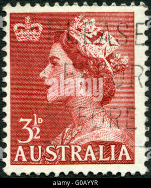 AUSTRALIA - CIRCA 1953: A stamp printed in Australia shows Queen Elizabeth II Stock Photo