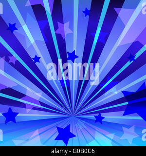 Abstract blue background with stars and radiating Stock Photo