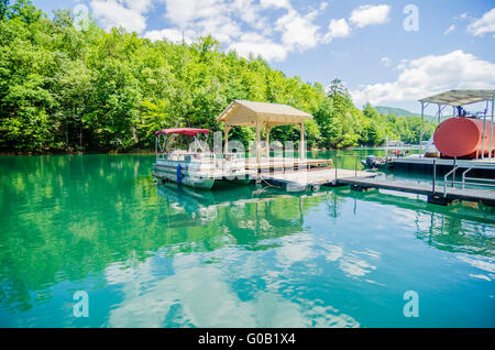 Lake fontana boats and ramp in great smoky mountains nc Stock Photo