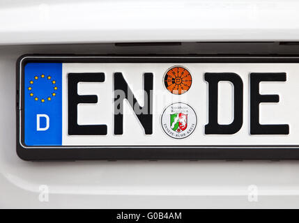 Car license plate EN DE, Ennepe Ruhr district