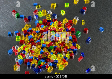 several dyed resins on steel sheet Stock Photo