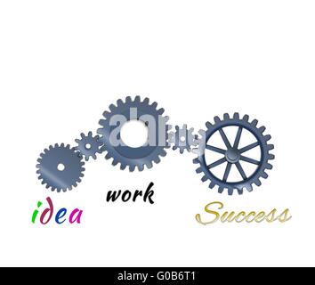 Abstract toothed wheels as creation of success mechanism isolated on a white background Stock Photo