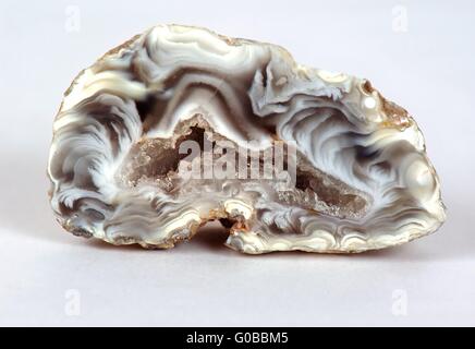 Agate gem stone with crystals Stock Photo