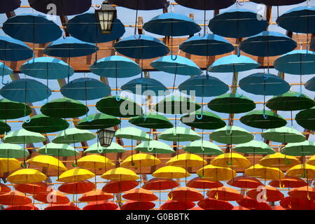 umbrellas in different colours Stock Photo