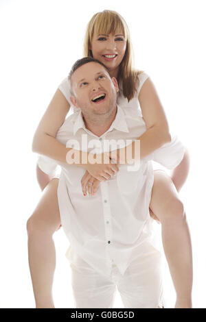 Playful laughing romantic couple Stock Photo