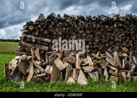 stacked fire wood Stock Photo
