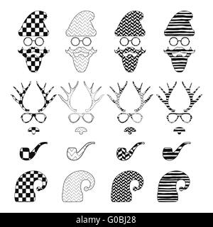 Hipster Vintage Icon with Pattern Background Stock Photo