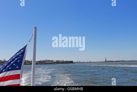 Statue of Liberty seen from the Hudson river Stock Photo