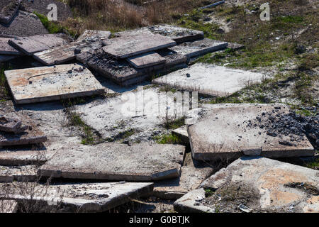 Heap of the old concrete blocks Stock Photo