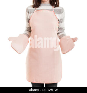 Kitchen working housewife wearing food cooking apr Stock Photo