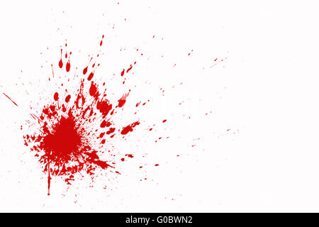 Blood splatter in front of a white background Stock Photo