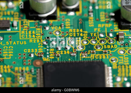 Close up photo of the printed circuits Stock Photo