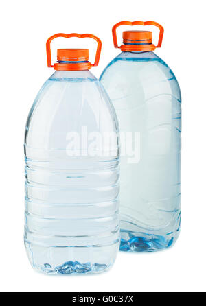 Two big plastic water bottles with orange caps Stock Photo