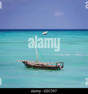 Traditional handmade dhow seen in Zanzibar, Africa Stock Photo