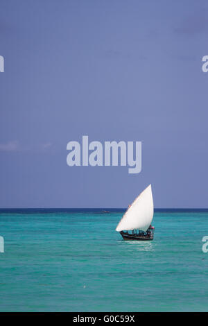 Traditional handmade dhow seen in Zanzibar, Africa Stock Photo