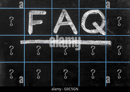 abbreviation FAQ handwritten on black chalkboard Stock Photo