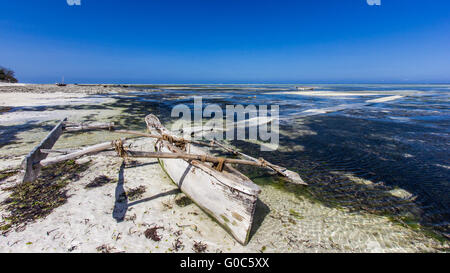 Traditional handmade dhow seen in Zanzibar, Africa Stock Photo