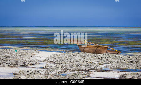 Traditional handmade dhow seen in Zanzibar, Africa Stock Photo