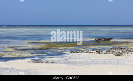 Traditional handmade dhow seen in Zanzibar, Africa Stock Photo