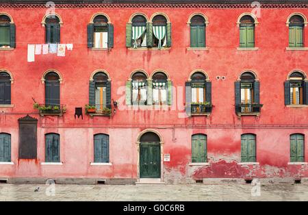 Duplex colored house on the island of Murano near Venice in Italy. Stock Photo