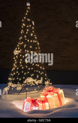 illuminated Christmas decoration, Lapland, Sweden Stock Photo