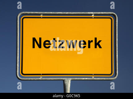Town sign Netzwerk, symbolic foto Stock Photo
