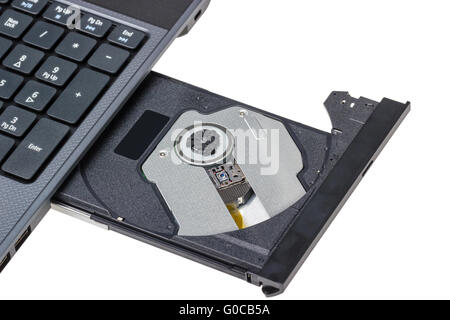 Electronic collection - Laptop with open DVD tray Stock Photo