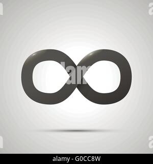 Black simple Infinity sign with shadow on white Stock Vector