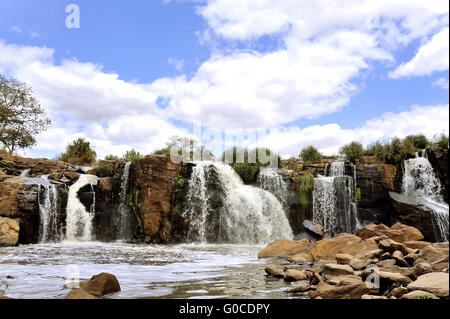 Fourteen Falls under blue Sky, Panorama View, Keny Stock Photo