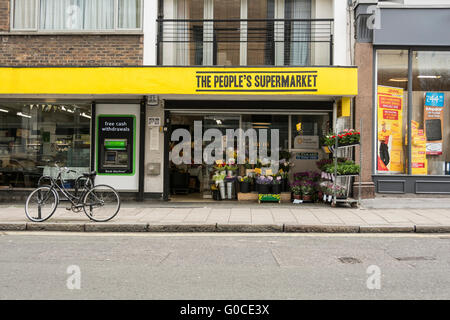 The People's Supermarket food cooperative on Lamb's Conduit Street, London, WC1, UK Stock Photo