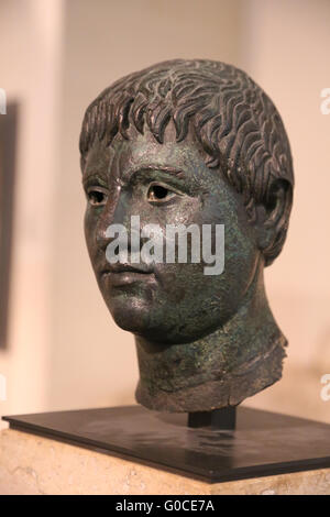 Etruscan art. Portrait of a young man. Bronze. 3rd c. BC. From Fiesole, Italy. Louvre Museum, Paris, France. Stock Photo