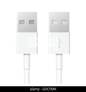 set of usb interface cables isolated on white background. vector universal serial bus 3d icons design. computer peripherals conn Stock Vector