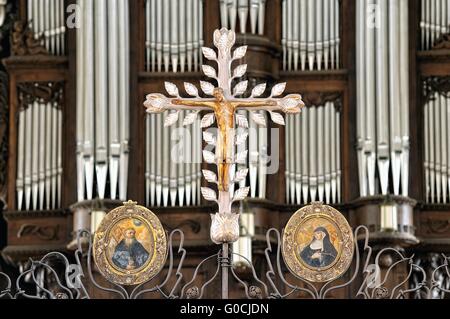 Cross with organ Dom St.Blasien Germany Stock Photo