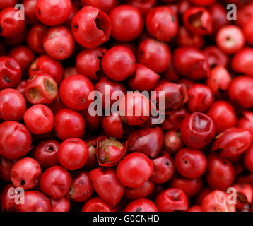 A background of pink peppercorns - macro photo Stock Photo